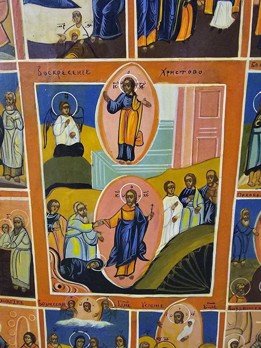 19th Century Orthodox Icon - The Resurrection-descent Into Hell-photo-4