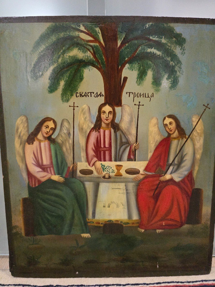 19th Century Orthodox Icon – The Trinity From The Old Testament-photo-2