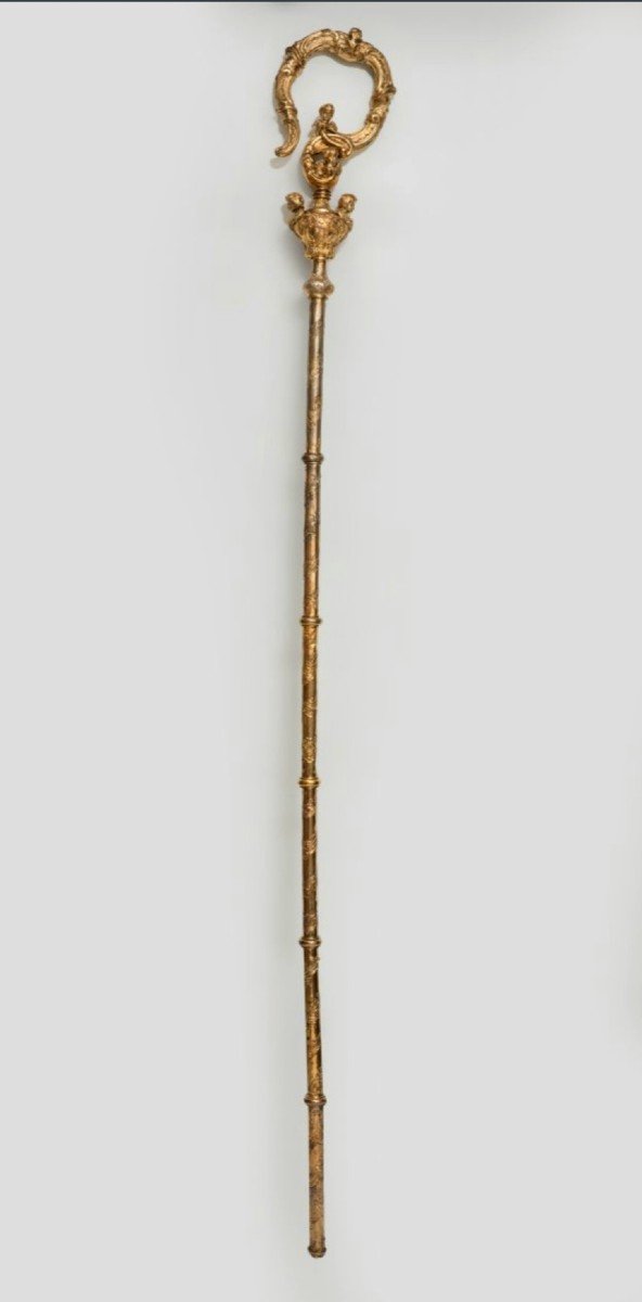 Crosse Pastorale d'évêque En Argent, Vers 1785-1793-photo-2