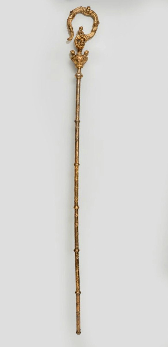 Crosse Pastorale d'évêque En Argent, Vers 1785-1793-photo-3