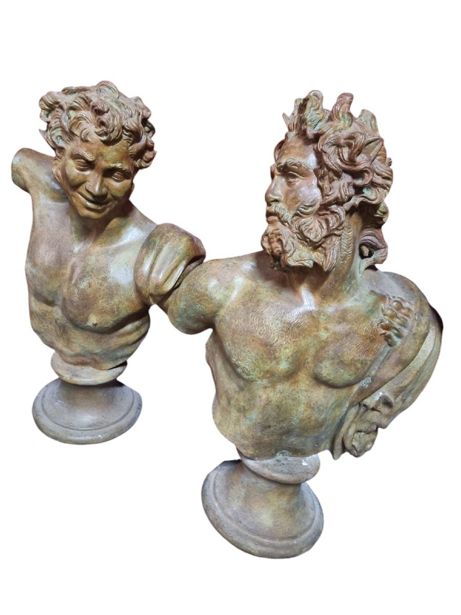 Elegant Pair Of Roman Fauns In Bronze Circa 1920-photo-2