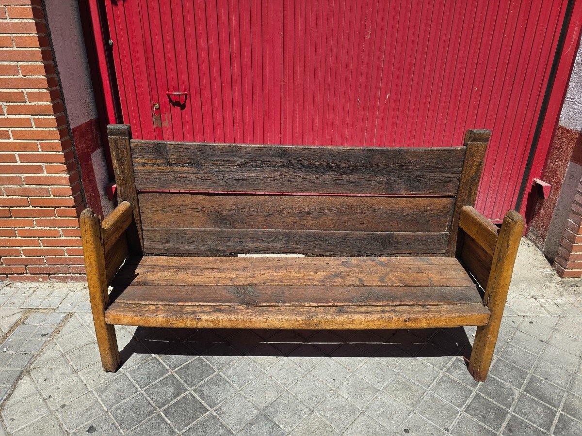 Large Solid Wood Bench From The 18th Century-photo-2