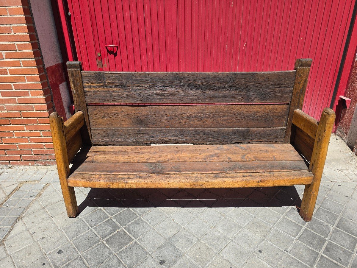 Large Solid Wood Bench From The 18th Century-photo-3