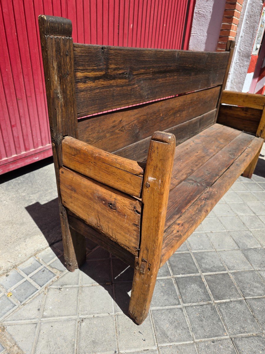 Large Solid Wood Bench From The 18th Century-photo-1