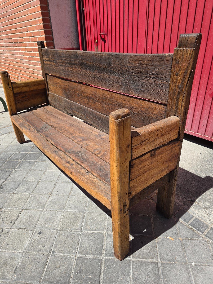 Large Solid Wood Bench From The 18th Century-photo-2