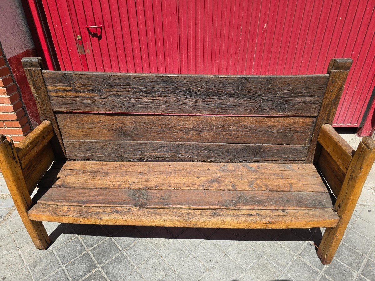 Large Solid Wood Bench From The 18th Century-photo-5