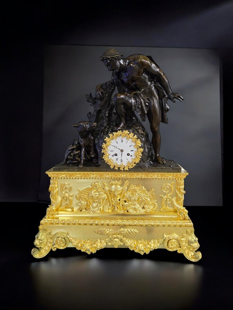 Rare Model Empire Clock Depicting Faustulus Discovering Romulus and Remus-photo-4