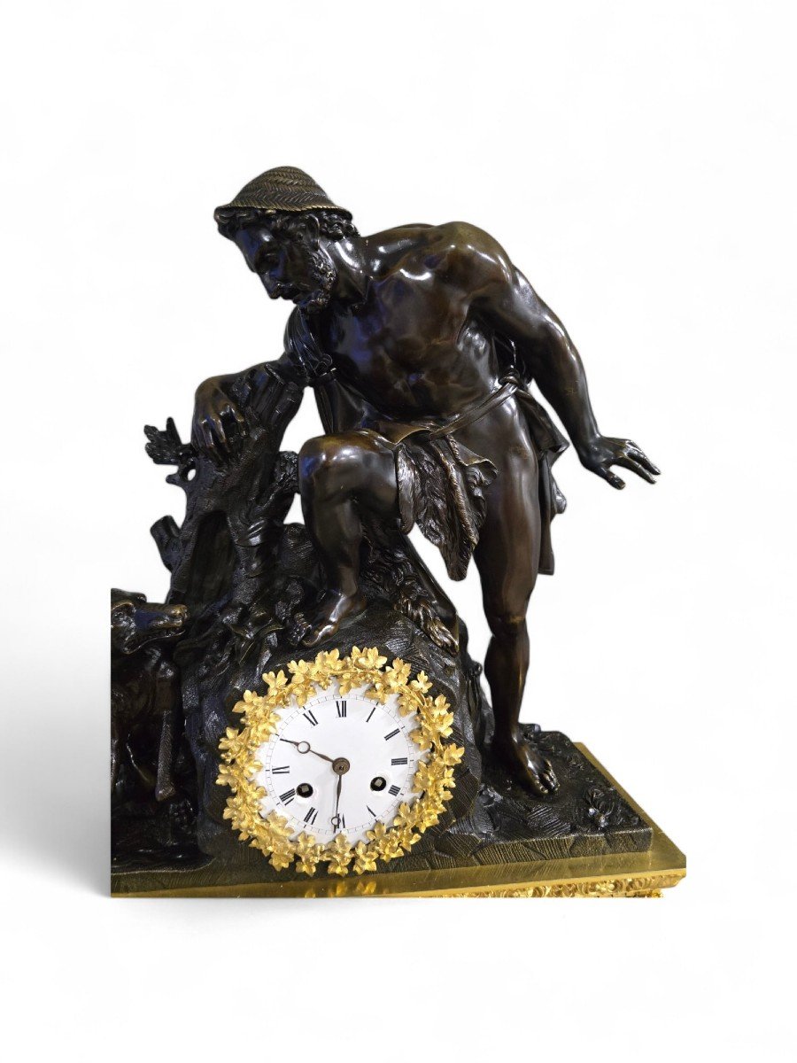 Rare Model Empire Clock Depicting Faustulus Discovering Romulus and Remus-photo-4