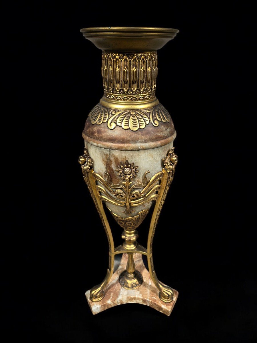 Grand Vase En Onyx Et Bronze Art Nouveau - Fin Du XIXe Siècle-photo-2