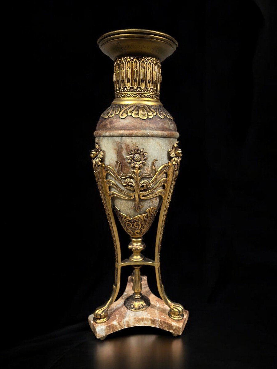 Grand Vase En Onyx Et Bronze Art Nouveau - Fin Du XIXe Siècle-photo-3