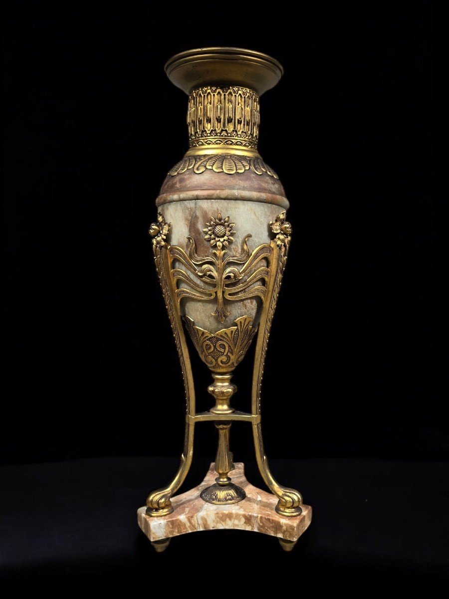 Grand Vase En Onyx Et Bronze Art Nouveau - Fin Du XIXe Siècle-photo-7