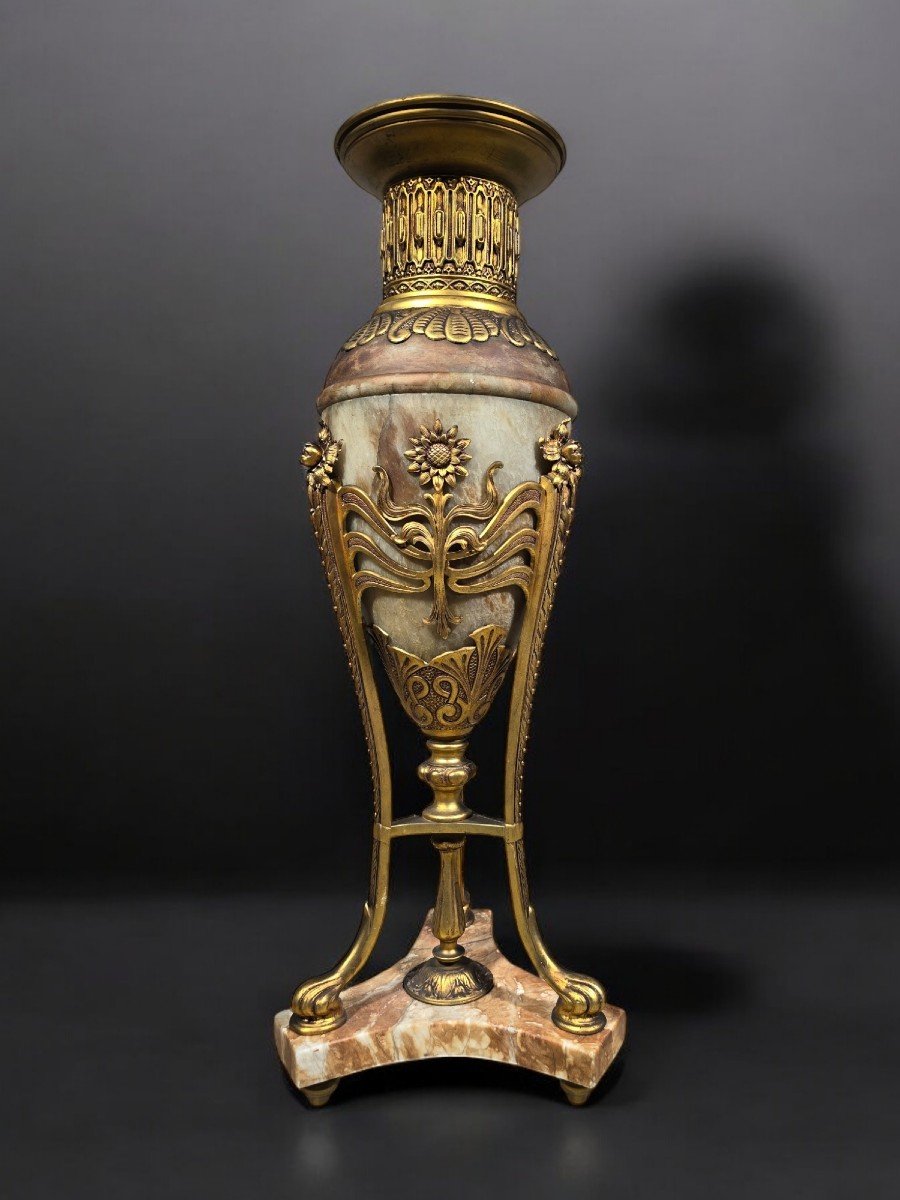 Grand Vase En Onyx Et Bronze Art Nouveau - Fin Du XIXe Siècle