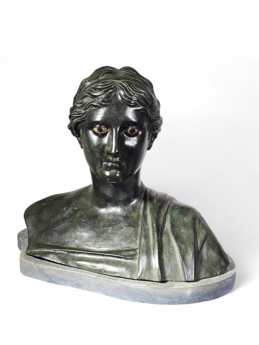 Buste En Bronze Du XIXe Siècle De La Poétesse Grecque Sappho-photo-4