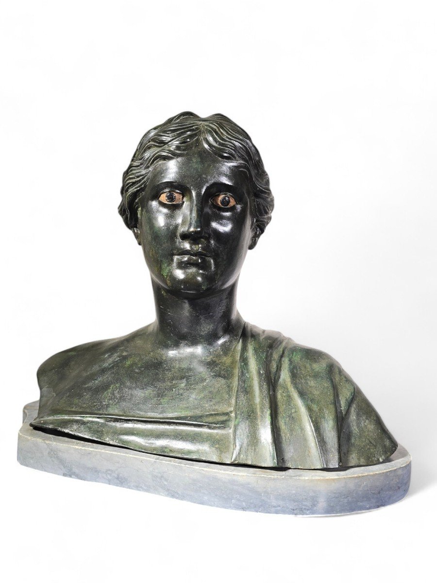 Buste En Bronze Du XIXe Siècle De La Poétesse Grecque Sappho-photo-5