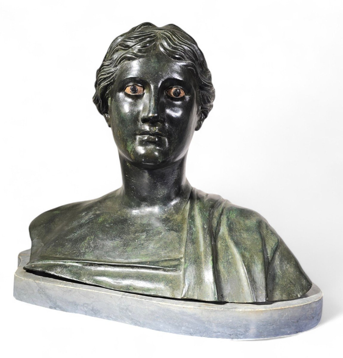 Buste En Bronze Du XIXe Siècle De La Poétesse Grecque Sappho