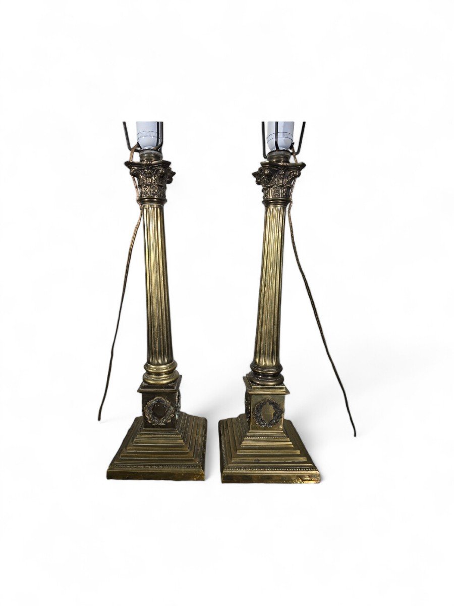 Elegant Pair Of 19th Century Bronze Table Lamps-photo-2