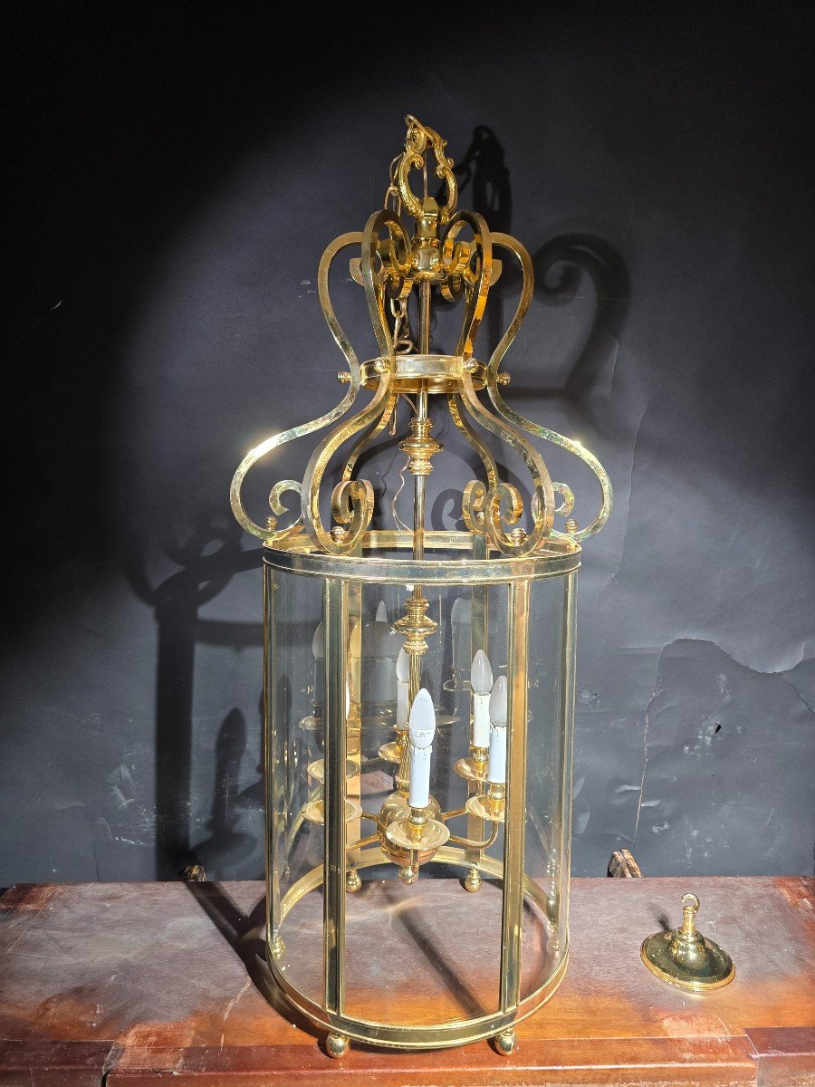 Large 1950s Gilt Bronze Decorative Lantern-photo-2