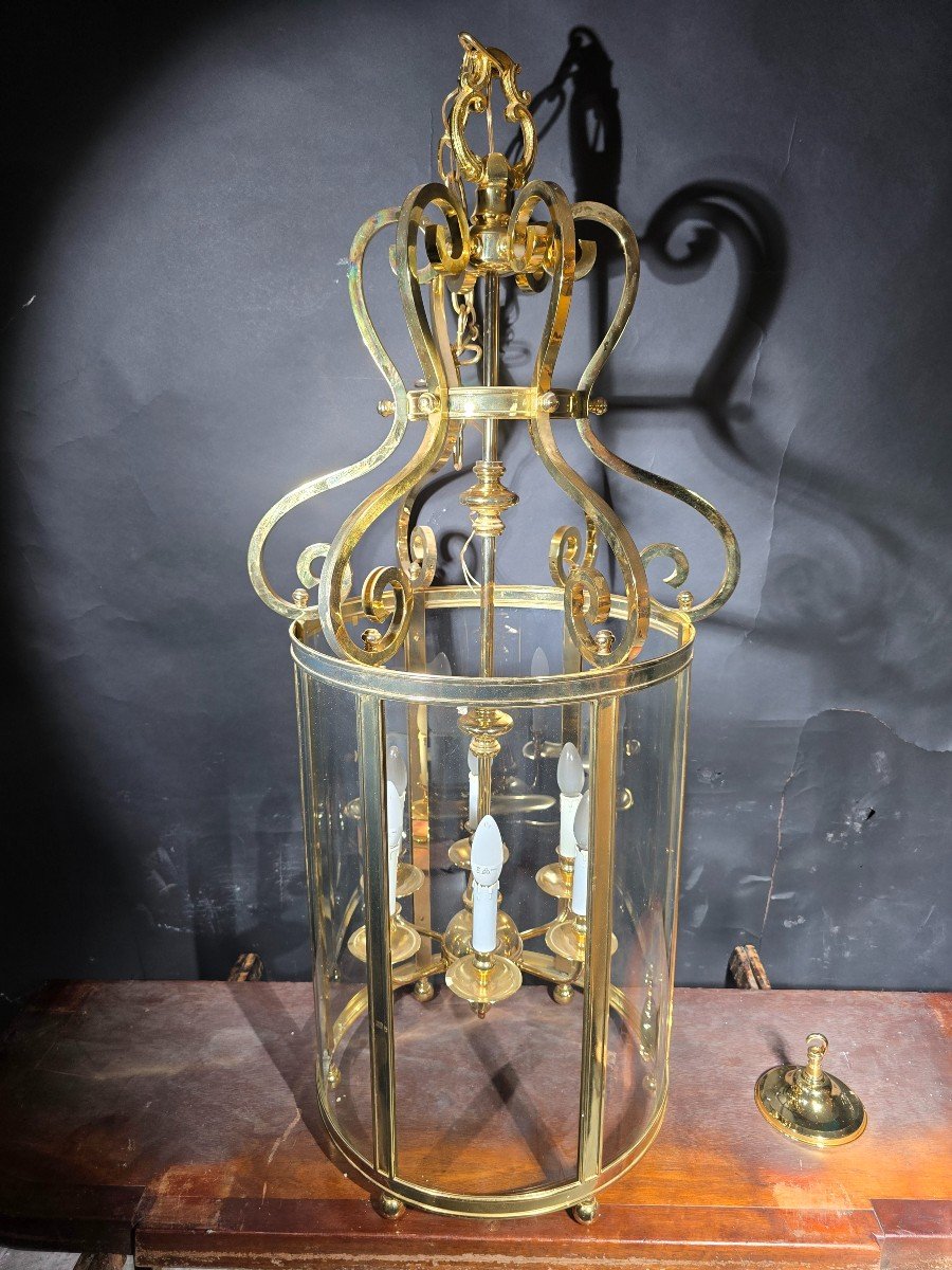 Large 1950s Gilt Bronze Decorative Lantern-photo-3