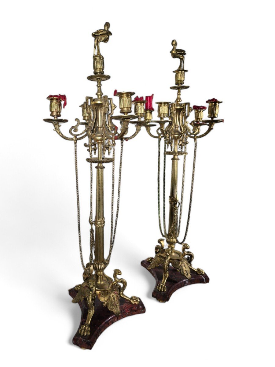 Pair Of Elegant 19th Century French Grecian Style Candelabra-photo-3