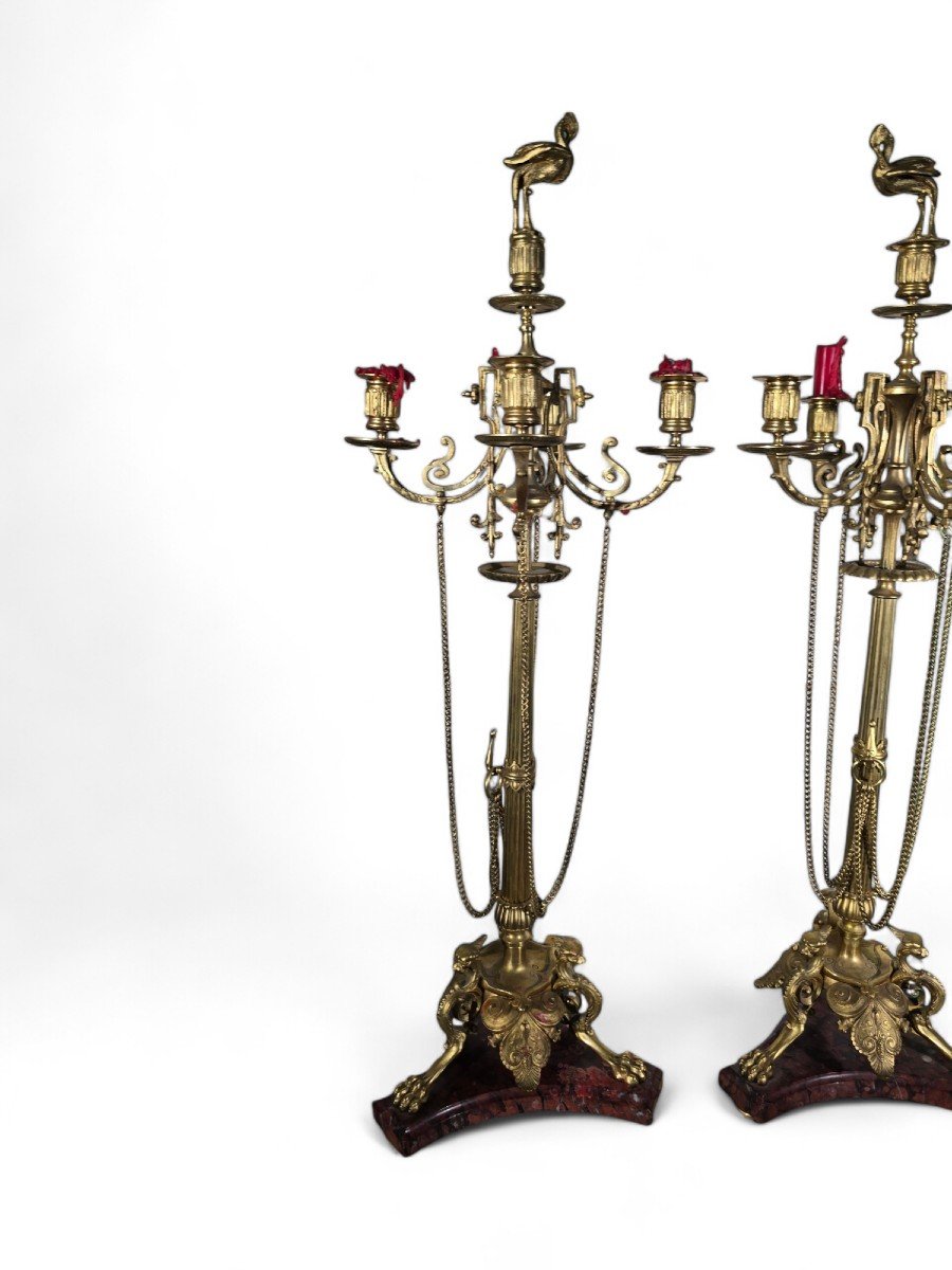 Pair Of Elegant 19th Century French Grecian Style Candelabra-photo-4