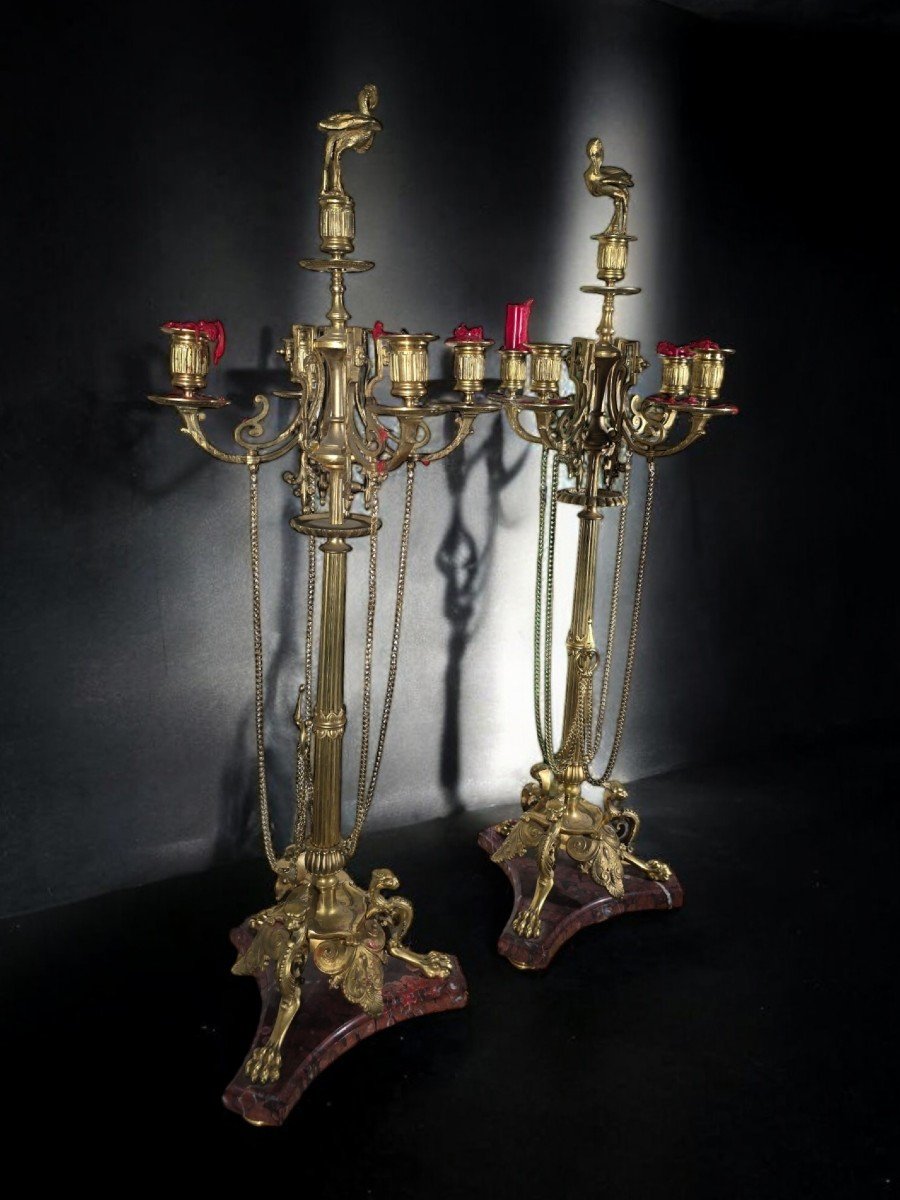 Pair Of Elegant 19th Century French Grecian Style Candelabra-photo-5