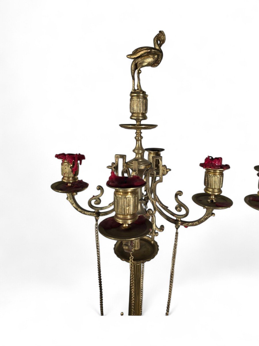 Pair Of Elegant 19th Century French Grecian Style Candelabra-photo-6