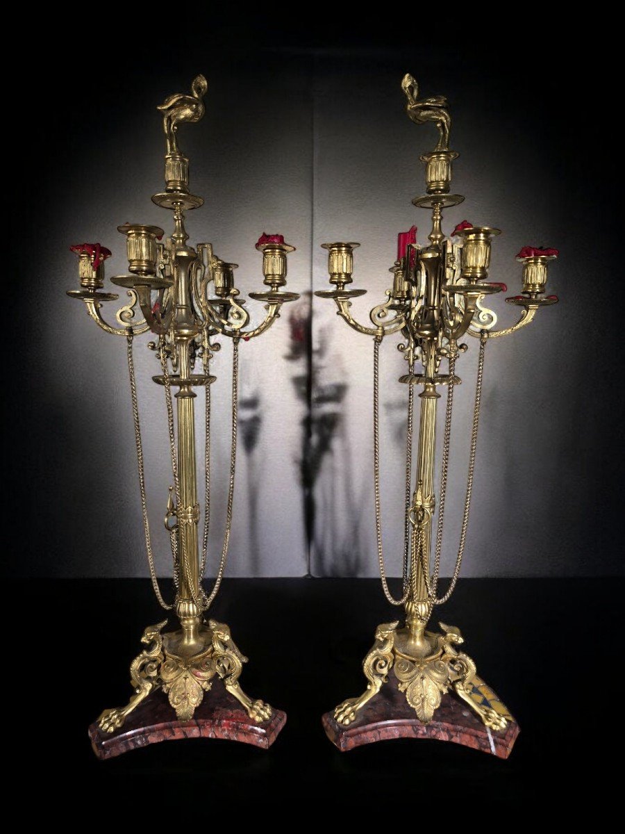 Pair Of Elegant 19th Century French Grecian Style Candelabra