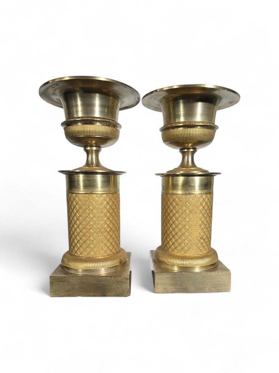 Pair Of 19th Century French Gilt Bronze Decorative Cups-photo-2