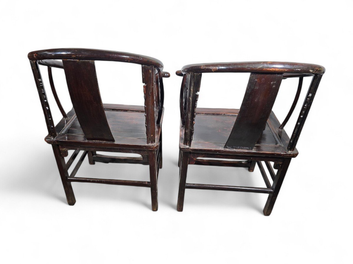 Pair Of 19th Century Chinese Qing Dynasty Armchairs-photo-3