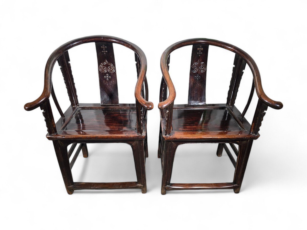 Pair Of 19th Century Chinese Qing Dynasty Armchairs-photo-7