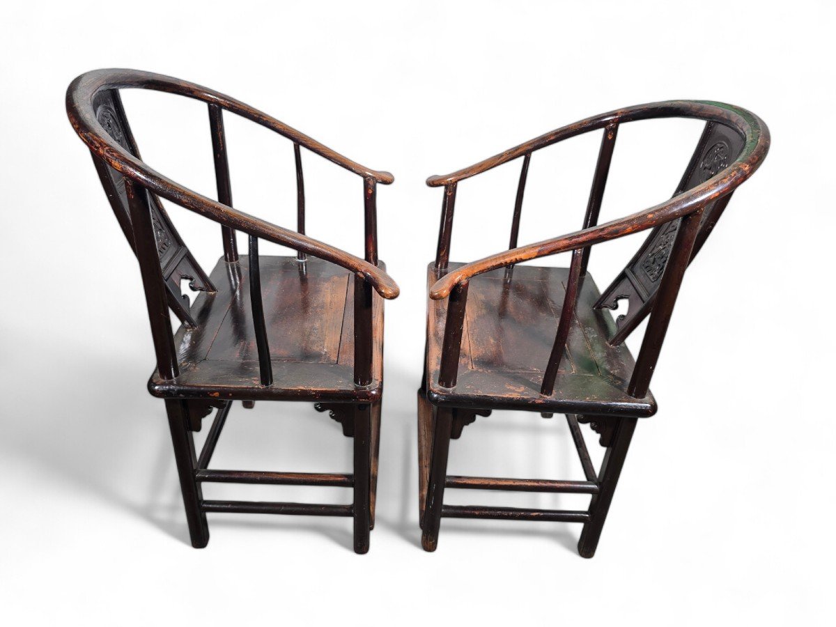 Pair Of 19th Century Chinese Qing Dynasty Armchairs-photo-3