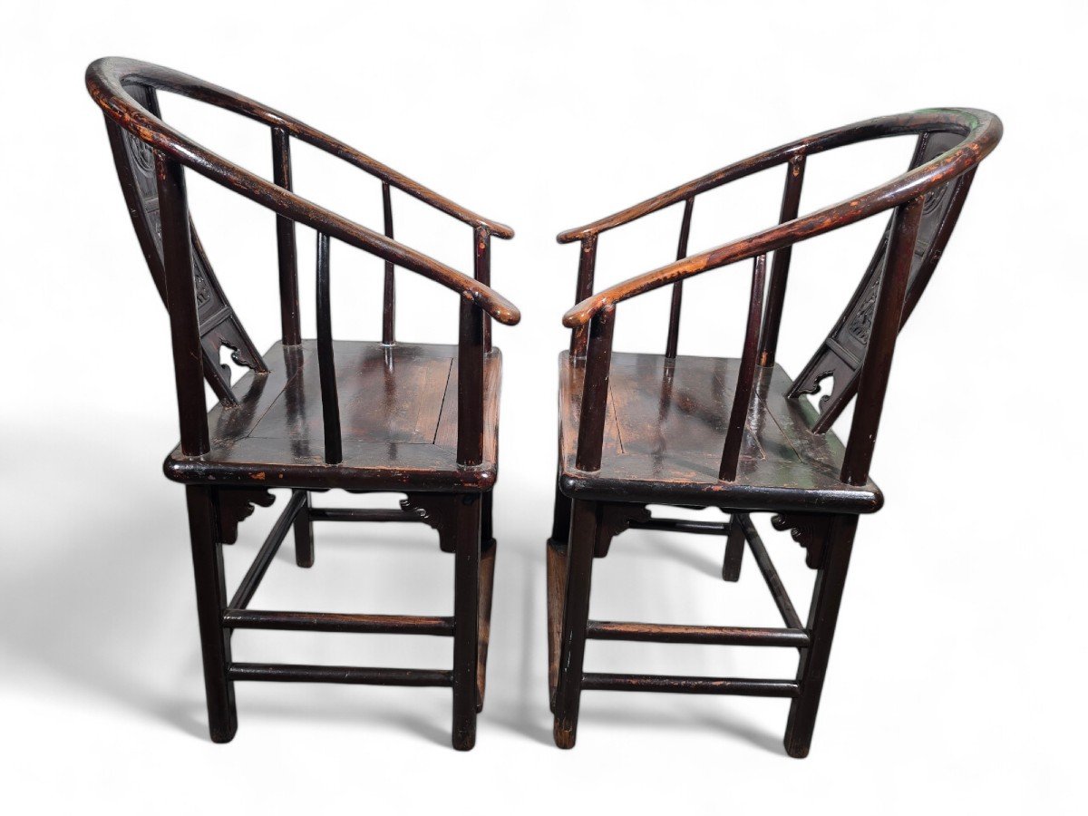 Pair Of 19th Century Chinese Qing Dynasty Armchairs-photo-4