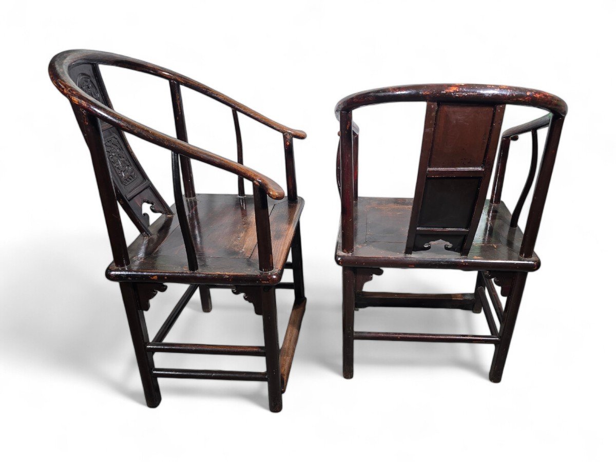 Pair Of 19th Century Chinese Qing Dynasty Armchairs-photo-1