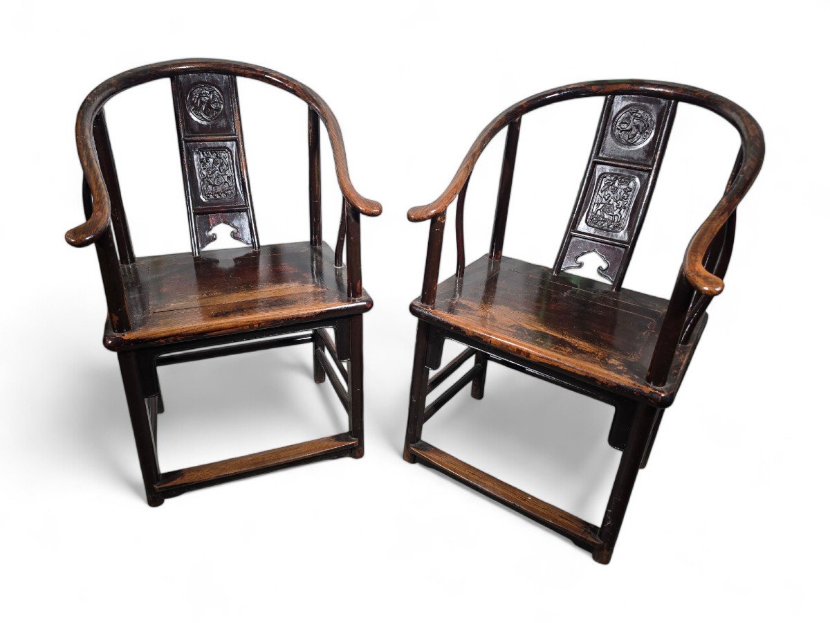 Pair Of 19th Century Chinese Qing Dynasty Armchairs-photo-5