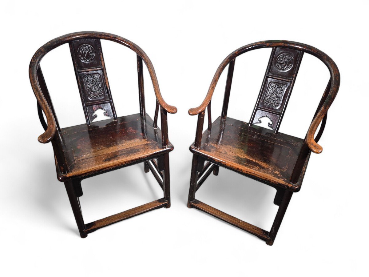 Pair Of 19th Century Chinese Qing Dynasty Armchairs-photo-8