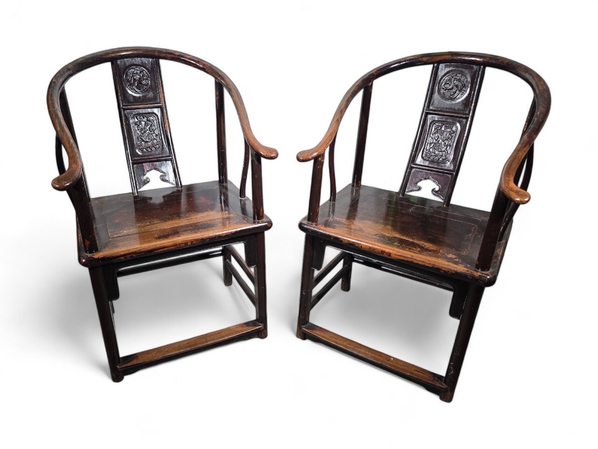 Pair Of 19th Century Chinese Qing Dynasty Armchairs