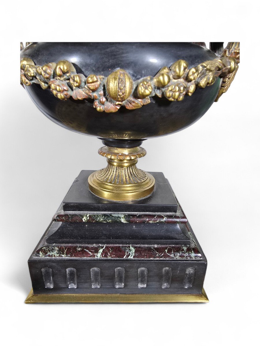 19th Century Decorative Marble And Gilt Bronze Cup-photo-2