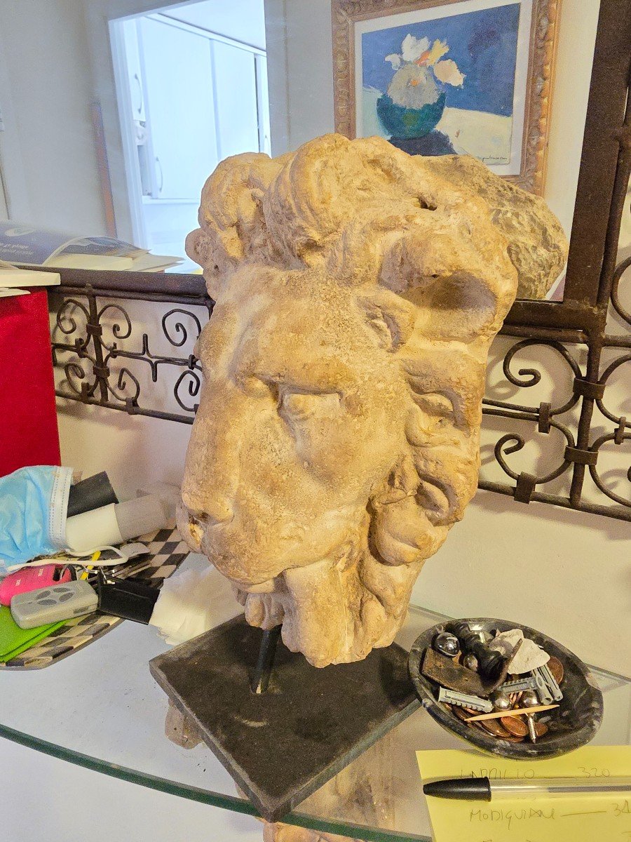 Decorative Terracotta Lion Head - Mounted Base-photo-2