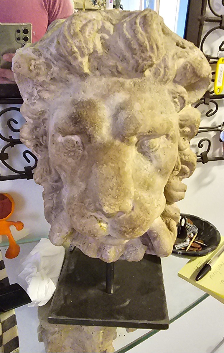 Decorative Terracotta Lion Head - Mounted Base