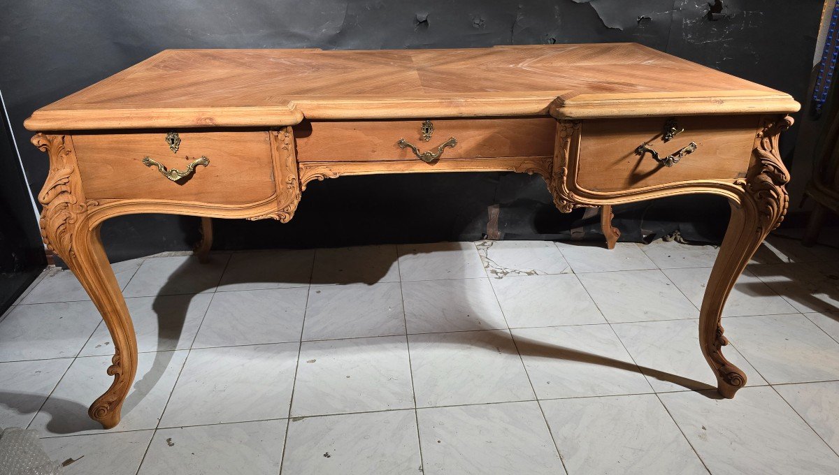 Elegant 19th Century French Desk – Solid Fruitwood With Bronze Accents