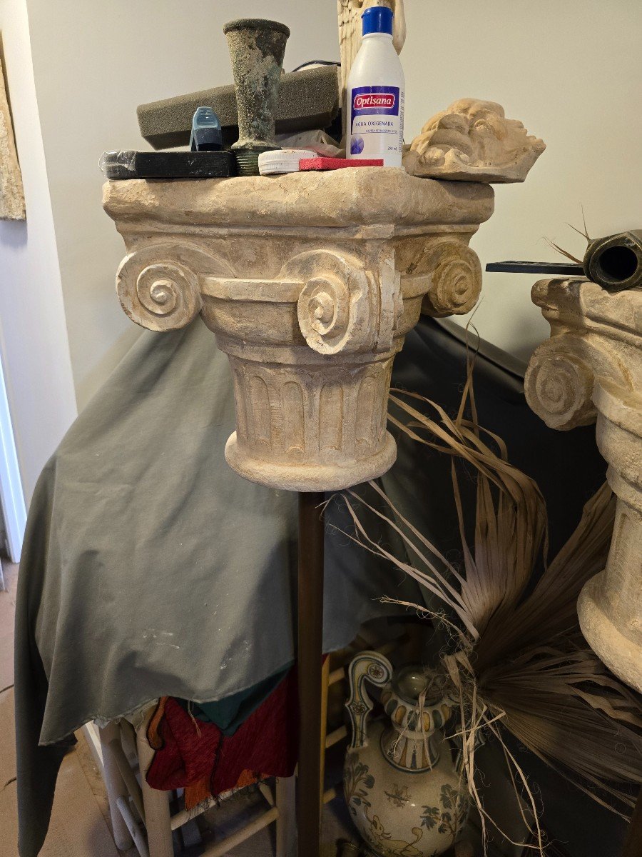 Pair Of Decorative Romanesque Terracotta Capitals – 1950s-photo-2