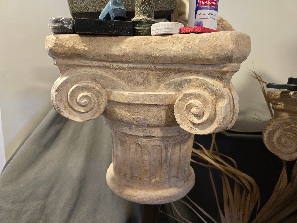 Pair Of Decorative Romanesque Terracotta Capitals – 1950s-photo-4