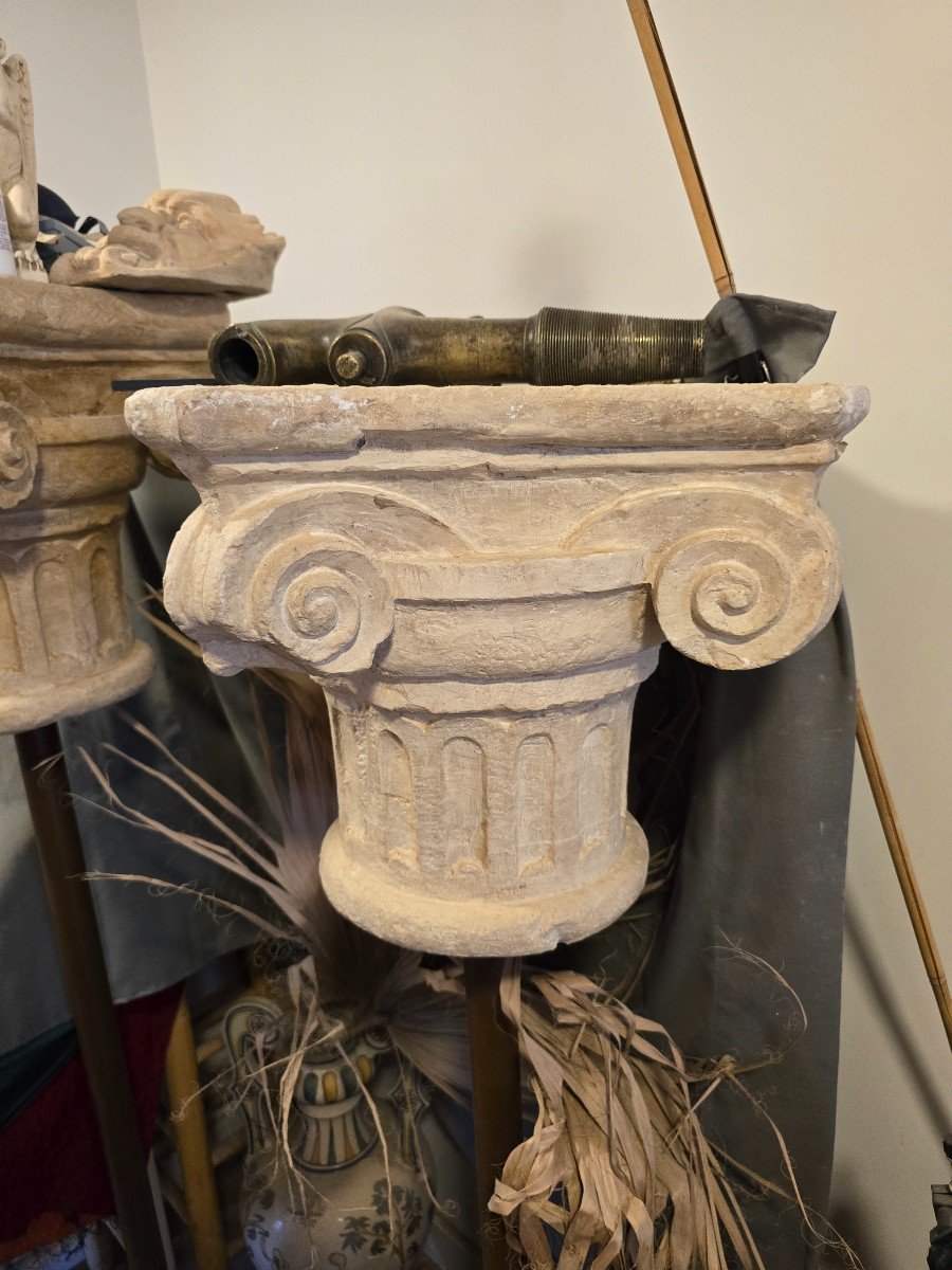 Pair Of Decorative Romanesque Terracotta Capitals – 1950s-photo-2