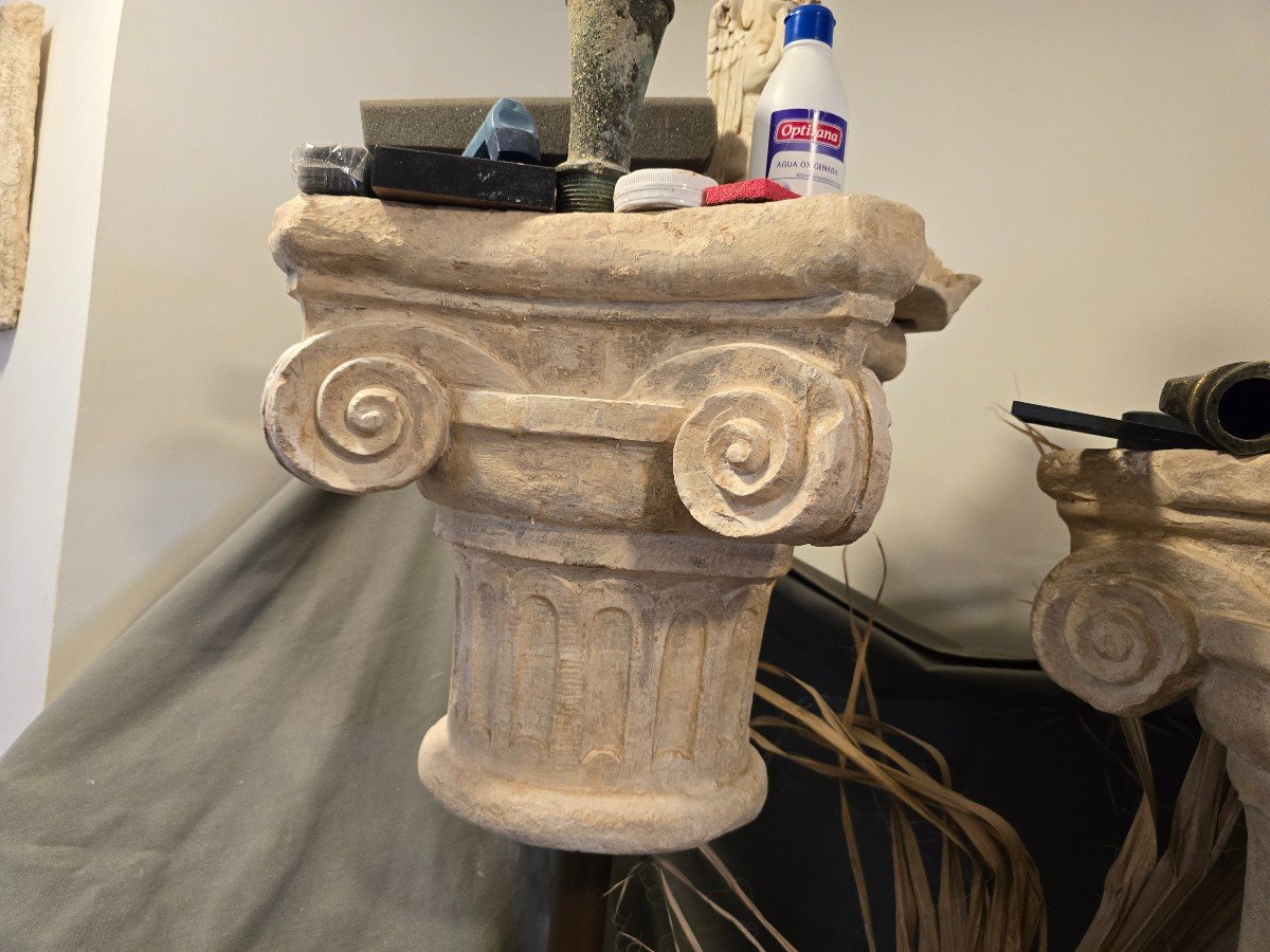 Pair Of Decorative Romanesque Terracotta Capitals – 1950s-photo-5