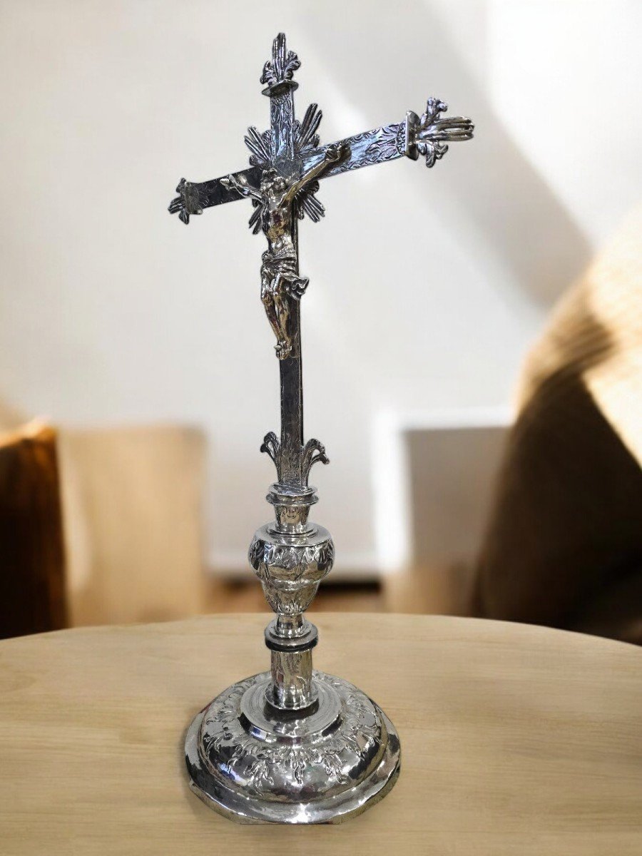 High Value Solid Silver Spanish Altar Cross – 16th Century-photo-3