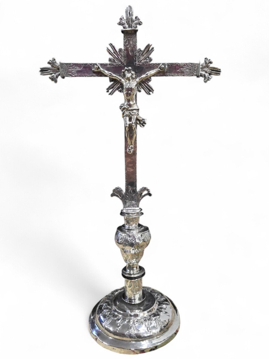 High Value Solid Silver Spanish Altar Cross – 16th Century-photo-3