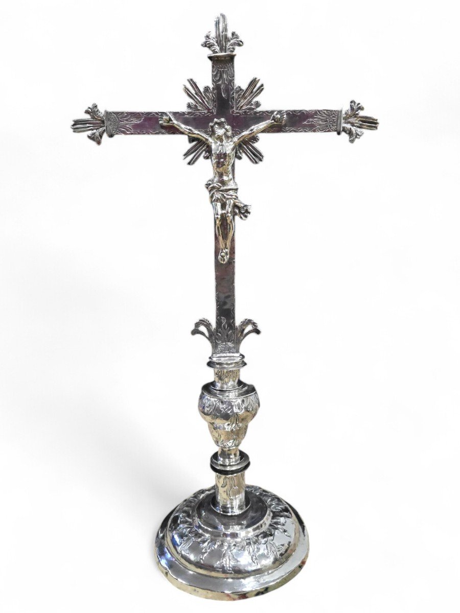 High Value Solid Silver Spanish Altar Cross – 16th Century-photo-5