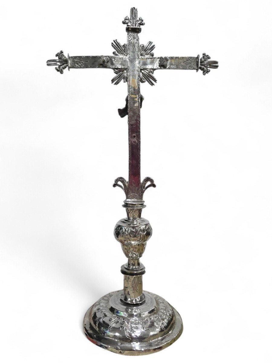 Croix d'Autel Espagnole En Argent Massif De Grande Valeur – XVIe Siècle-photo-6