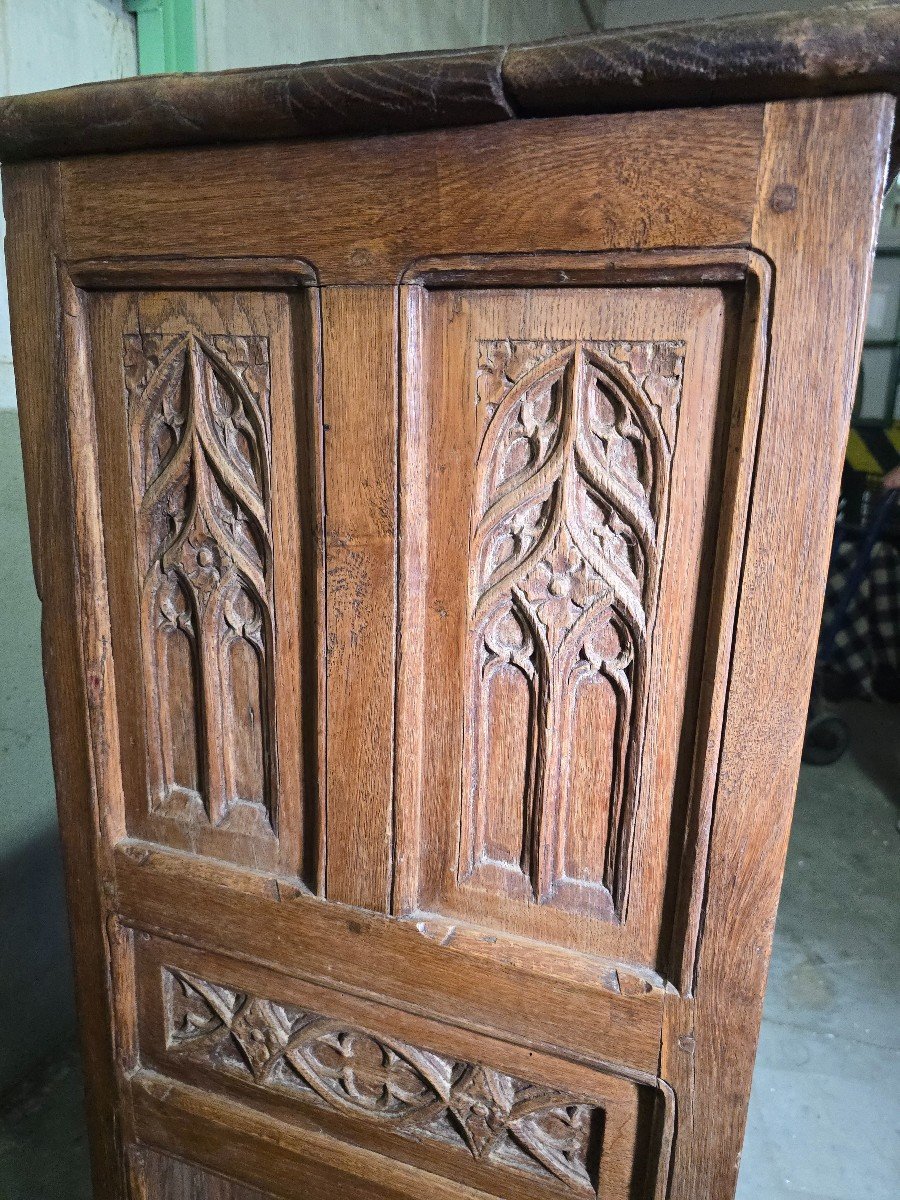 17th Century Gothic Buffet – Solid Wood Carved With Hand Forged Iron-photo-2