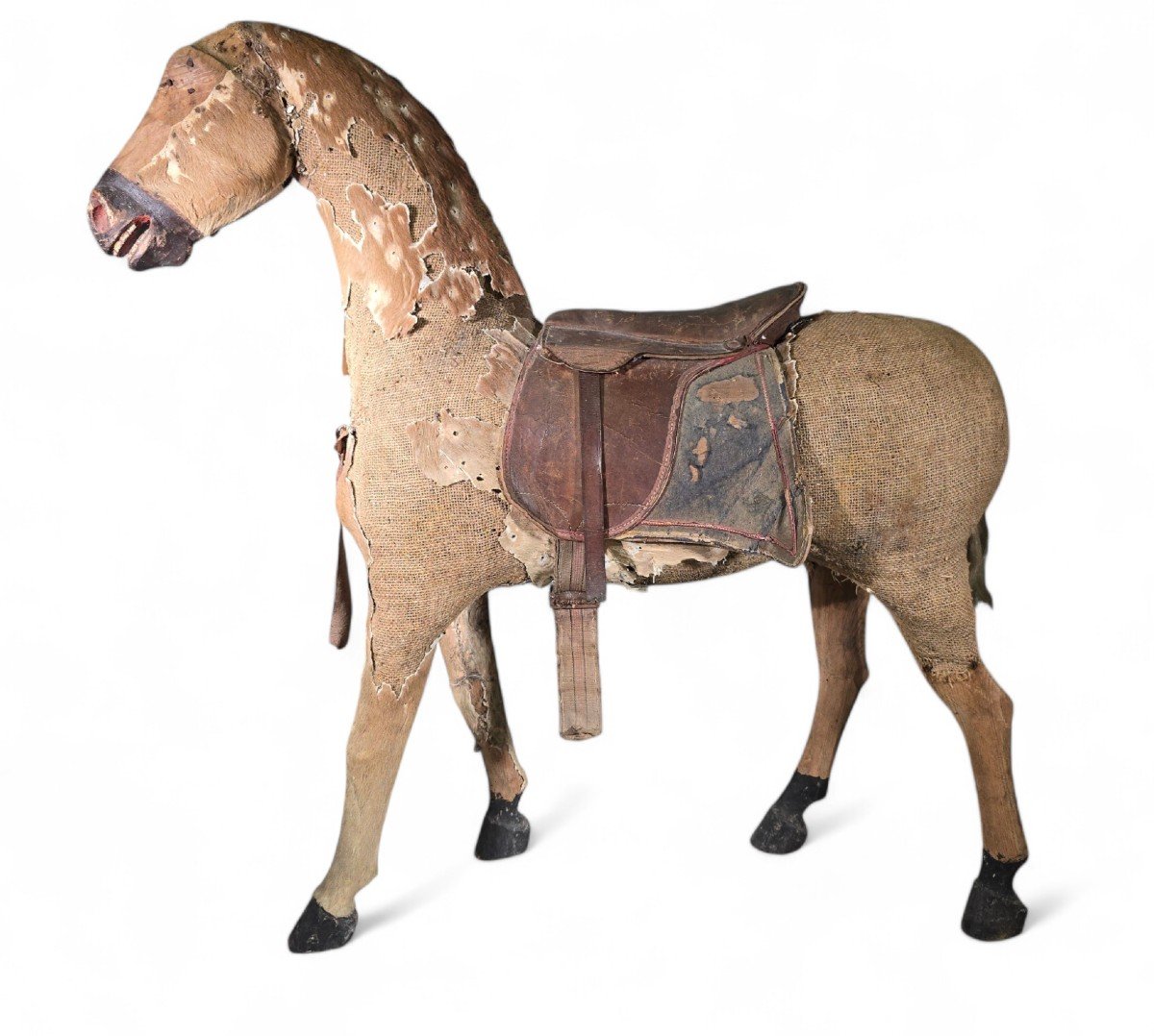 Cheval En Bois Sculpté Décoratif Du XIXe Siècle